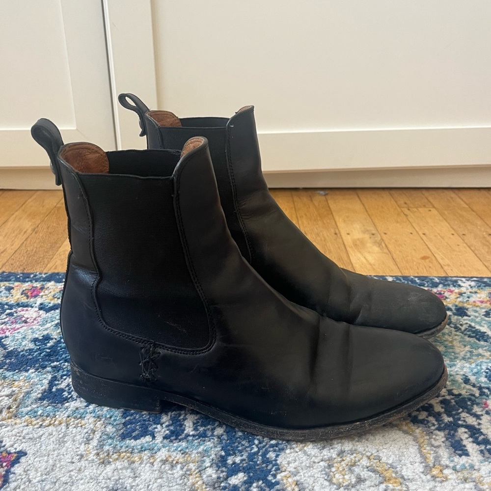 Frye black leather ankle boots